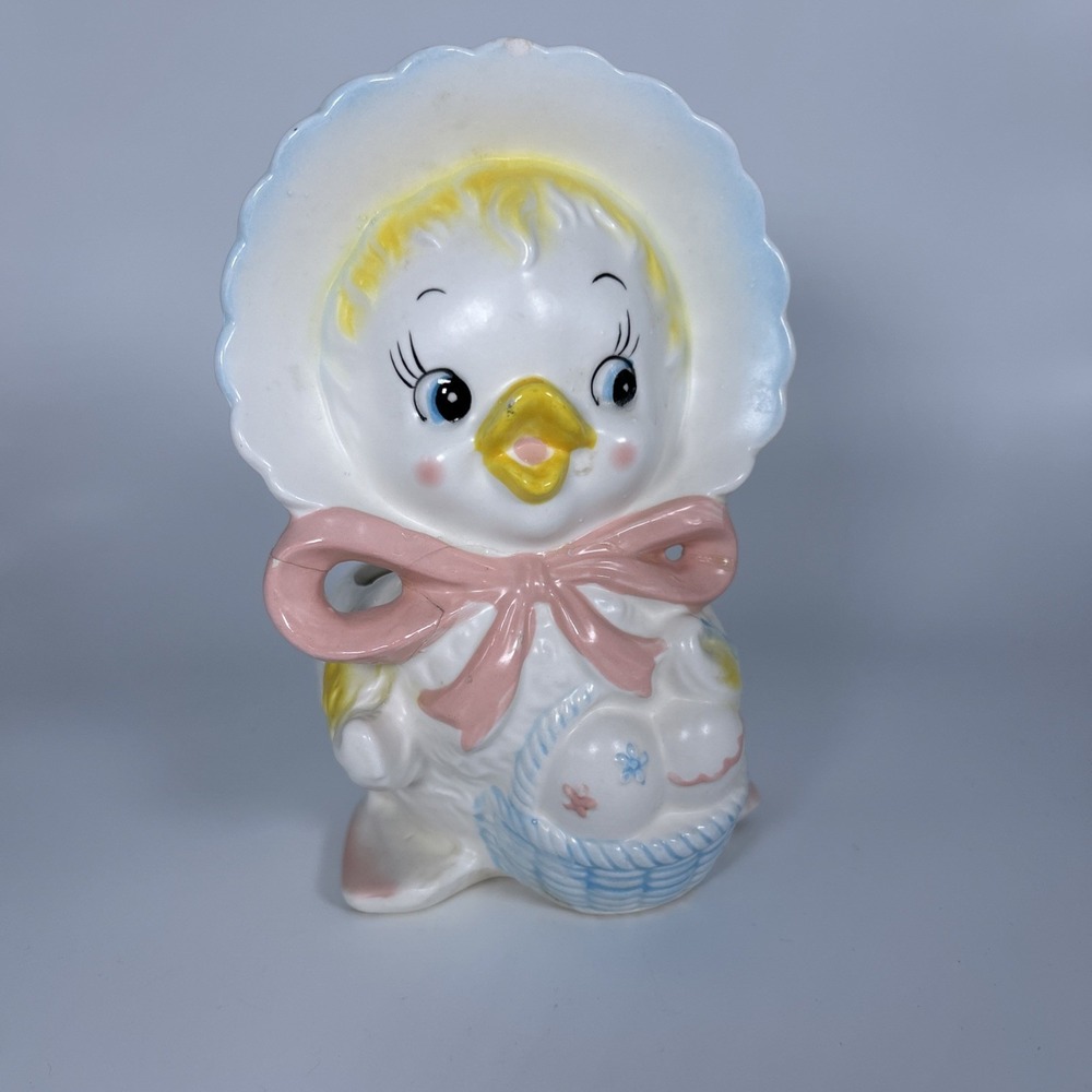 Vintage Mid Century Anthropomorphic Baby‎ Duck Planter Japan 7x4 Repaired